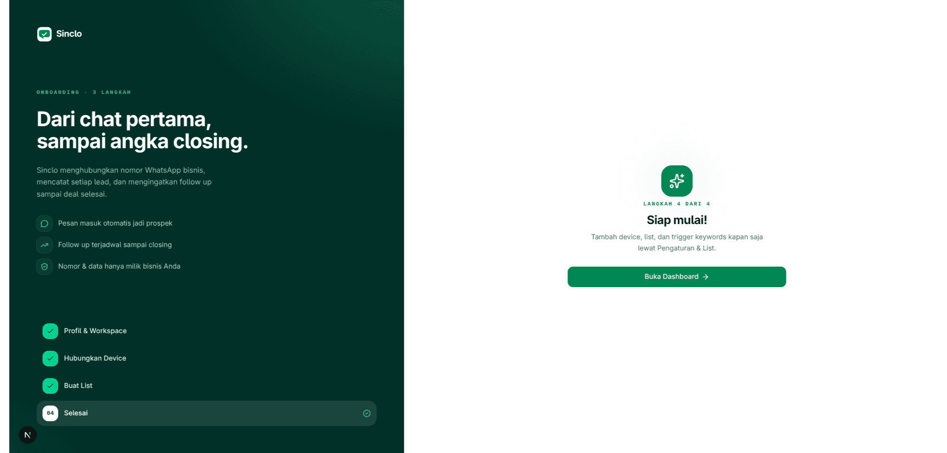 6 — Semua sudah siap, buka Dashboard dan mulai jualan